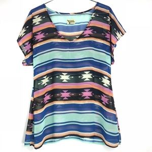 4/$25 Show Me Your MuMu sheer tribal print tunic.
